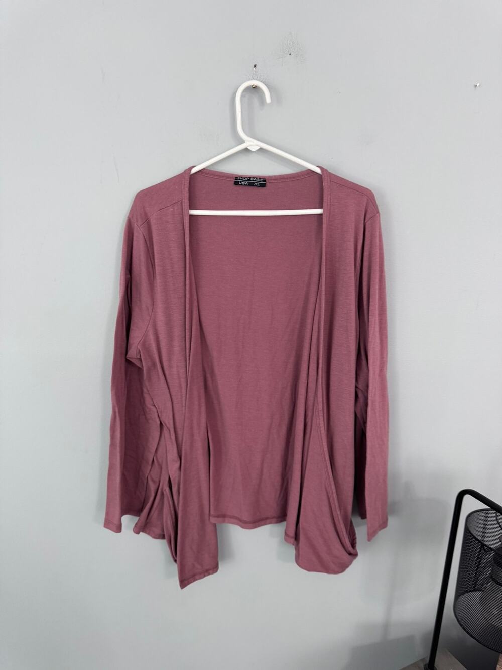 Shop Basic USA Dusty Pink Open Front Cardigan Women's Plus Size 2X Drape Pocket